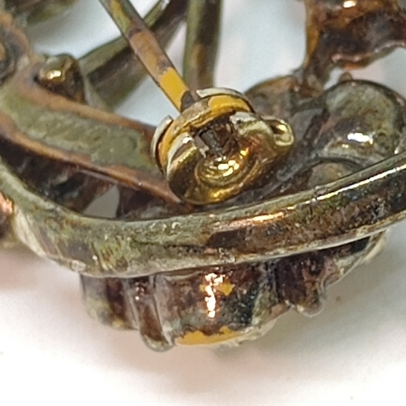 * vintage signed Coro flower bouquet clear rhinestones pin brooch - Picture 6 of 6